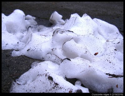 Dark lines in melting snowpiles