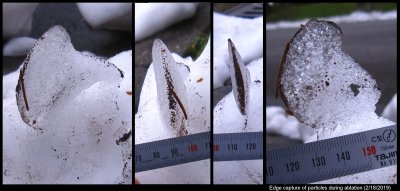 Dark lines in melting snowpiles